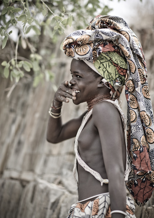 Smiling Mucubal Girl Eating Wild Berries, Virie Area, Angola