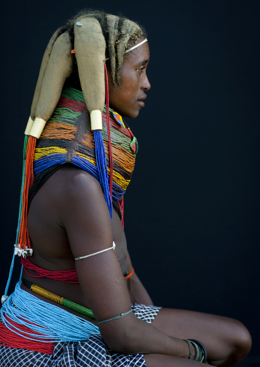 Mwila Woman Wearing The Vilanda Necklace, Chibia Area, Angola