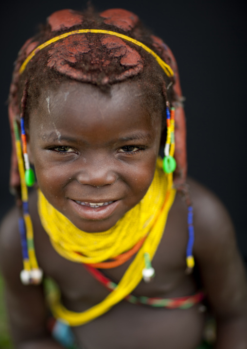Mwila Young Girl With Beaded Ornaments, Chibia Area, Angola