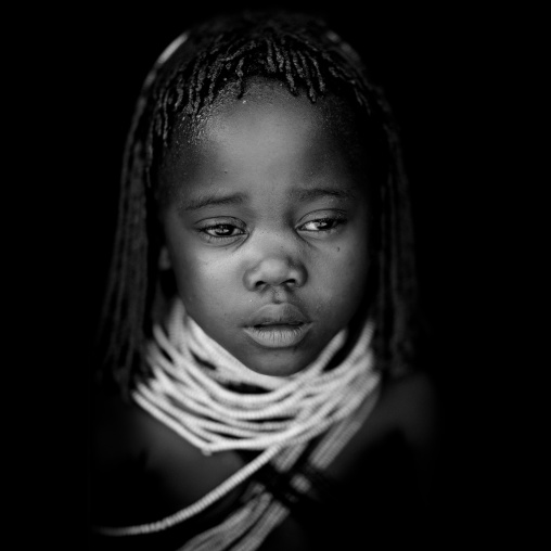 Mwila Girl With The Traditional Vikeka Mud Necklace, Angola
