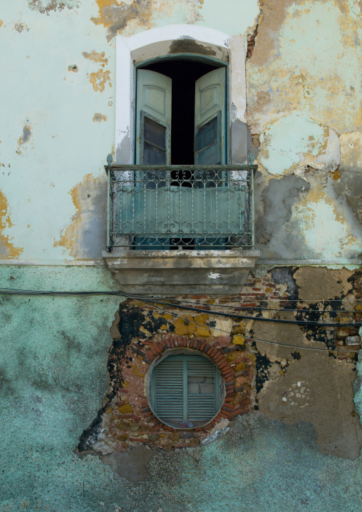 Balcony Of A Dilapidated Old Colonial House, Luanda, Angola