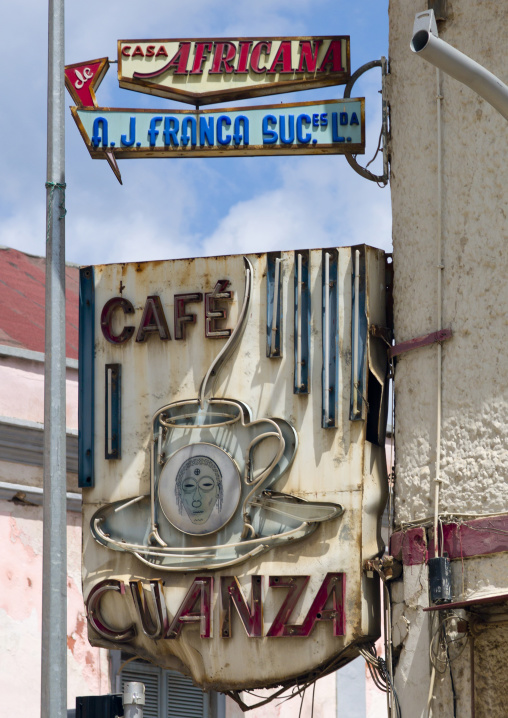 Old Rusty Sign Of A Cafe, Angola