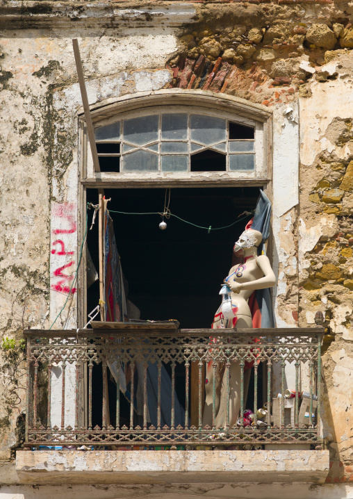 Dummy On The Balcony Of Squat Of Artists, Luanda, Angola