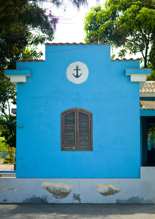 Blue Facade Of A Colonial House, Benguela, Angola