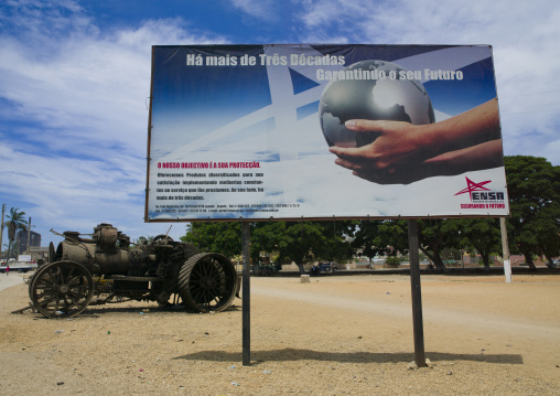 Tractor Wreck Behind A Hoarding In Lobito, Angola