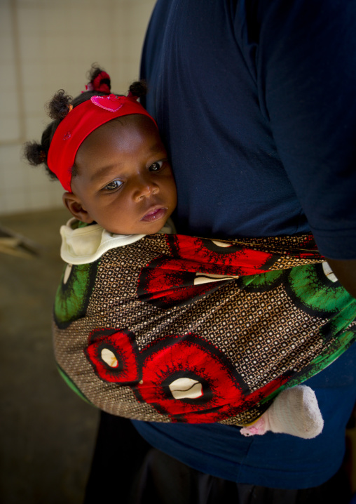 Baby Girl On Her Mother S Back, Namibe Town, Angola