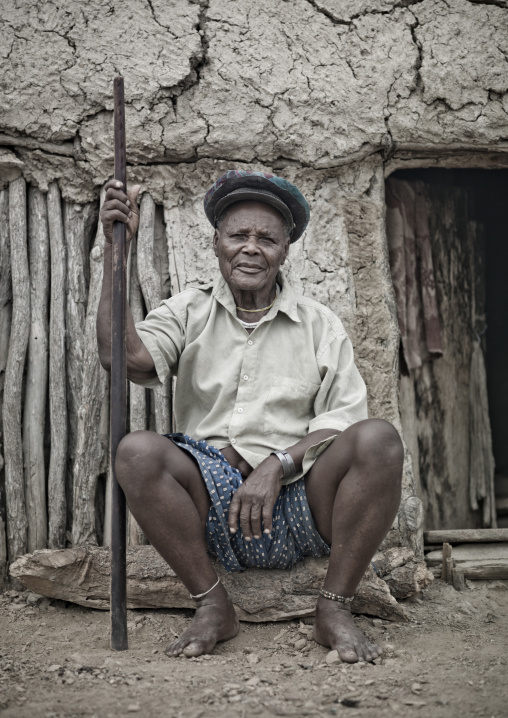 Old Mucubal Man Dressed In A Western Way, Virie Area, Angola