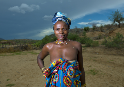 Mucubal Woman With Headscarf And Loincloth, Virie Area, Angola