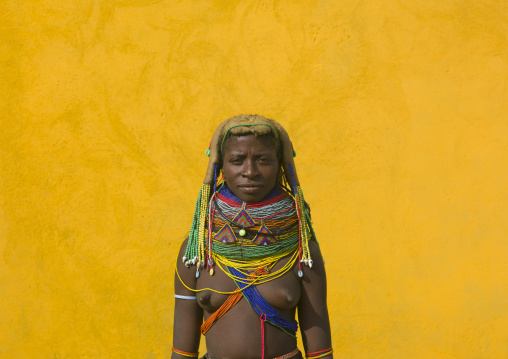 Mwila Woman With Vilanda Necklace At Huila Town Market, Angola