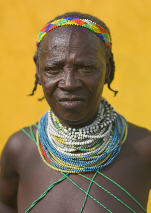 Old Mwila Woman With Vilanda Necklace At Huila Town Market, Angola
