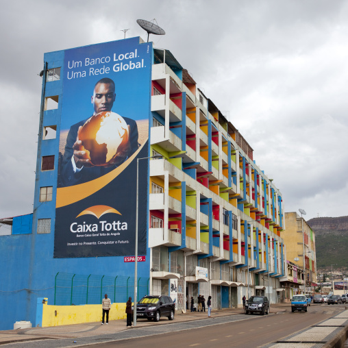 Huge Advertising Poster On A Building Facade, Lubango, Angola