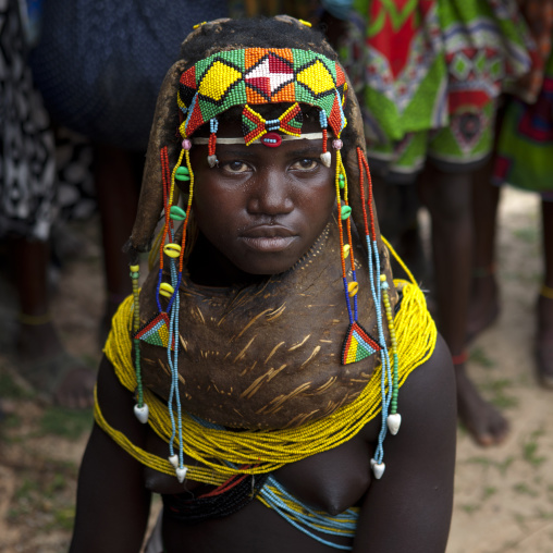 Mwila Girl With A Vikeka Necklace, Angola
