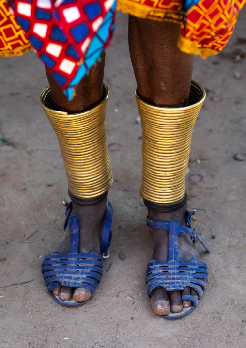 Mumuhuila tribe woman anklets bracelets, Huila Province, Chibia, Angola