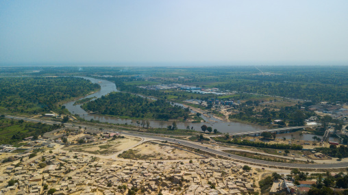 Slum in front of catumbela river, Benguela Province, Catumbela, Angola