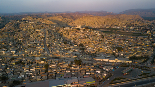 Aerial view of a slum, Benguela Province, Catumbela, Angola