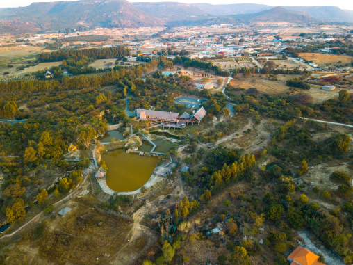 Aerial view of pululukwa resort, Huila Province, Lubango, Angola