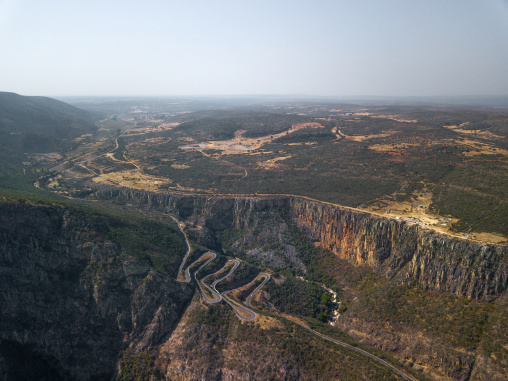 Aerial view of the the road at Serra da Leba, Huila Province, Humpata, Angola