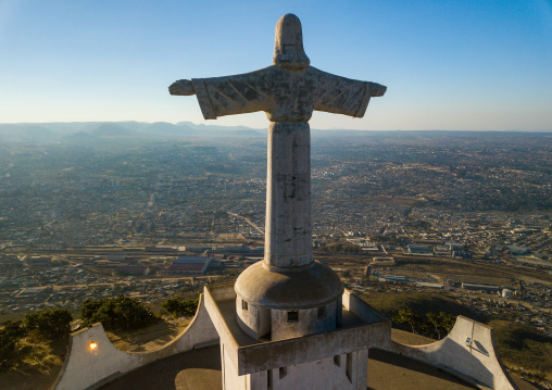 Aerial view of the Cristo Rei overlooking the city, Huila Province, Lubango, Angola
