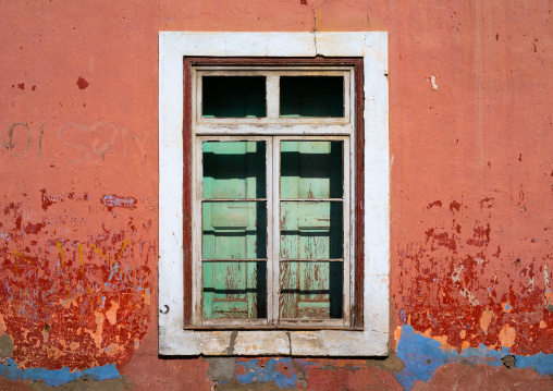 Window of an old portuguese colonial building, Namibe Province, Namibe, Angola