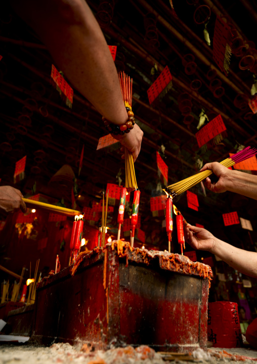 Incense Sticks Burning In Kwan Kung Pavilion On Chueng Chau, Hong Kong, China