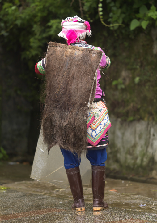 Hani Tribal Women At Market With Back Protection, Yuanyang, Yunnan Province, China