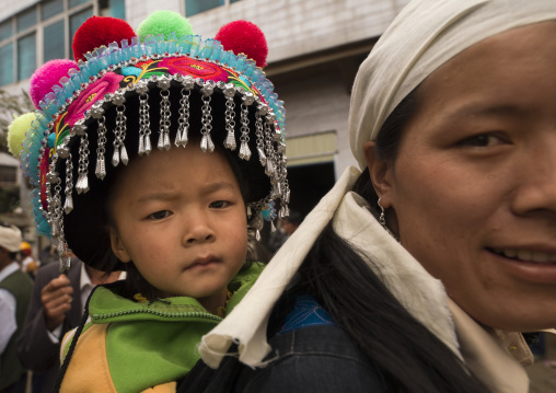 Kid In Traditional Costume During A Funeral Procession, Yuanyang, China