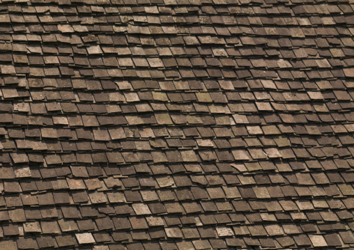 Wood Roof Of A Jinuo Minority House, Yunnan Province, China