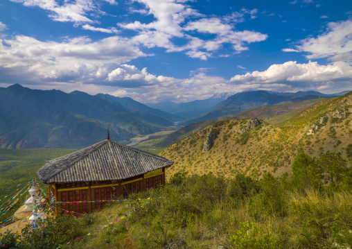 Temple Over A Valley, Lijiang Area, Yunnan Province, China