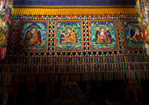 Sewed thangka in Shachong monastery, Qinghai Province, Wayaotai, China