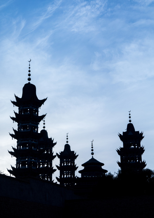 Chinese-style minaret of the Salar people grand mosque, Qinghai province, Xunhua, China