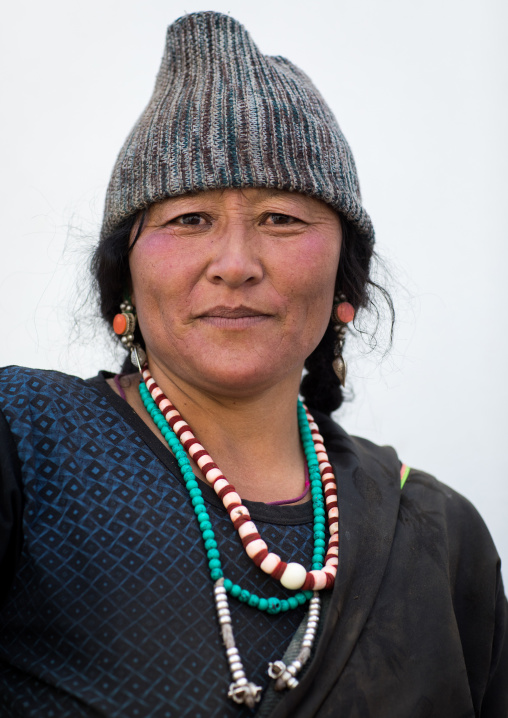Portrait of a tibetan woman, Qinghai province, Tsekhog, China