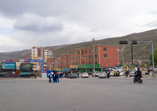 View of the modern area of the town, Tongren County, Longwu, China
