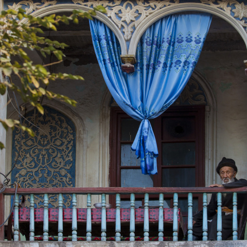 Ostangboyi Tea House balcony, Kashgar, Xinjiang Uyghur Autonomous Region, China