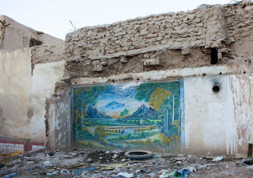 Wall Painting In The Ruins Of A Demolished House, Old Town Of Kashgar, Xinjiang Uyghur Autonomous Region, China