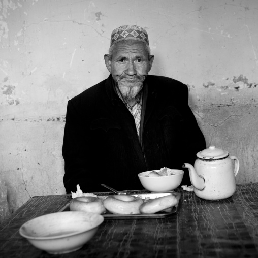 Uyghur Man In Ostangboyi Tea House, Kashgar, Xinjiang Uyghur Autonomous Region, China