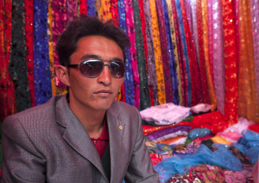 Fashionable Cloth Seller, Opal Village Market, Xinjiang Uyghur Autonomous Region, China