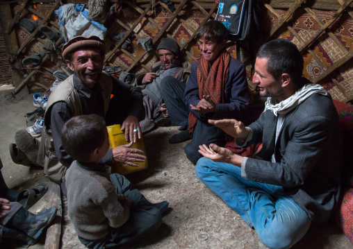 Wakhi nomads singing inside a yurt, Big pamir, Wakhan, Afghanistan