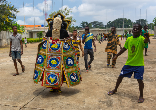 Benin, West Africa, Porto-Novo, egoun egoun spirit of the deads walking in the street to ask money to people