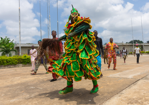 Benin, West Africa, Porto-Novo, egoun egoun spirit of the deads walking in the street to ask money to people
