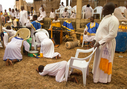 Benin, West Africa, Ganvié, celestial church of christ members praying