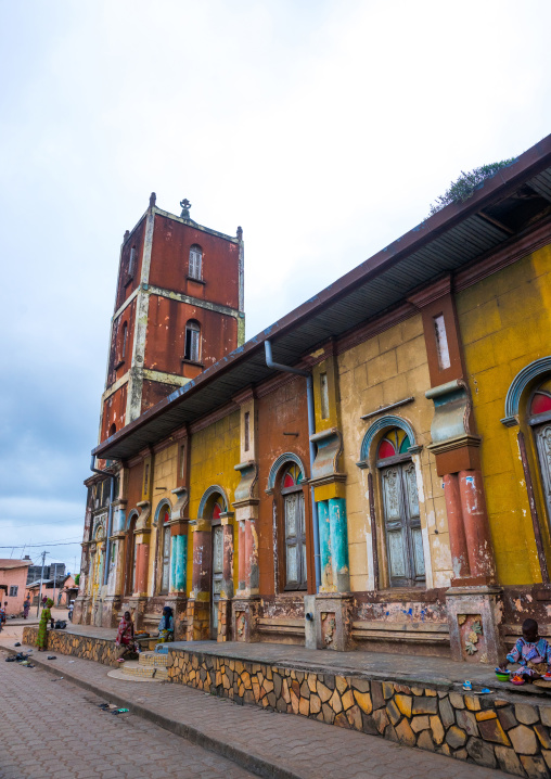 Benin, West Africa, Porto-Novo, multicoloured great mosque
