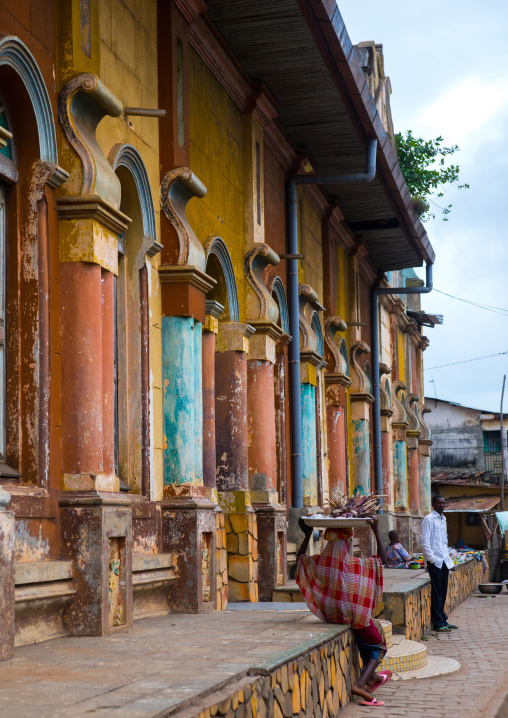 Benin, West Africa, Porto-Novo, multicoloured great mosque