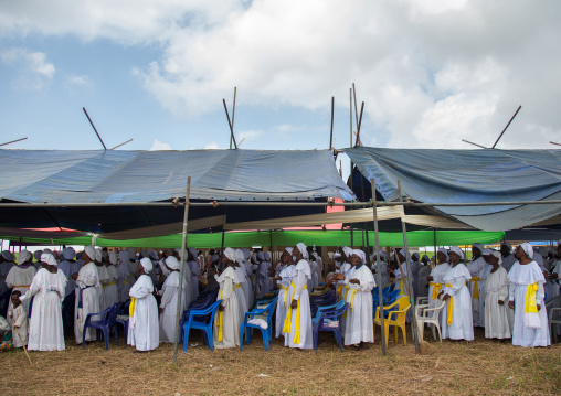 Benin, West Africa, Ganvié, celestial church of christ women praying