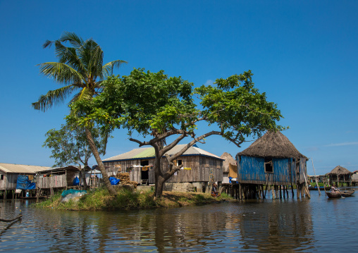 Benin, West Africa, Ganvié, stilt house on lake nokoue