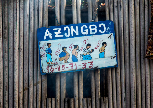 Benin, West Africa, Ganvié, roadside sign for traditional witchcraft
