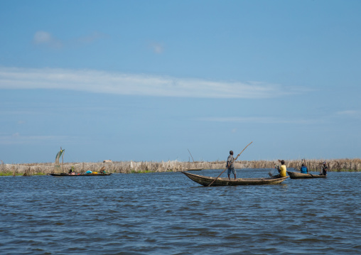 Benin, West Africa, Ganvié, boat on lake nokoue