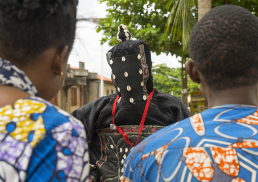 Benin, West Africa, Porto-Novo, egoun egoun spirit of the deads asks money to a couple in exchange of blessings