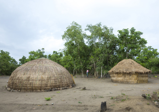Benin, West Africa, Gossoue, traditional peul houses made of dried leaves