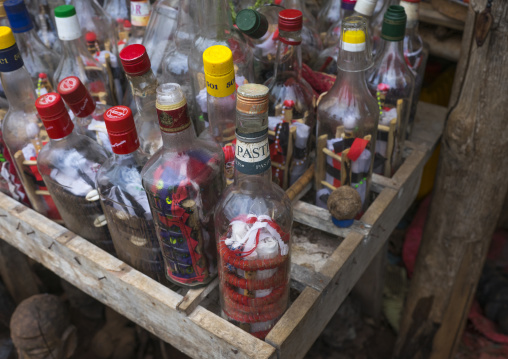 Benin, West Africa, Bonhicon, magic bottles sold on a voodoo market
