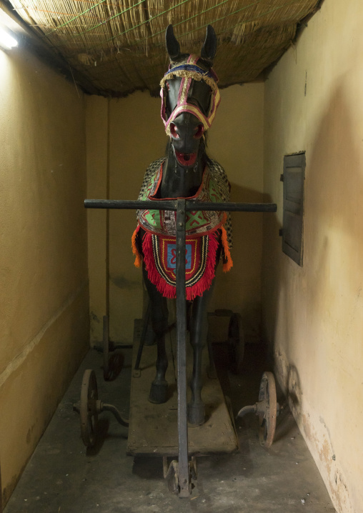 Benin, West Africa, Dassa-Zoumè, the king of dassa zoume former wooden horse on wheels
